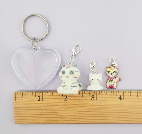 Photo Keychain Set in White Cats