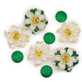 White Glitter Poinsettia Flatback Flowers