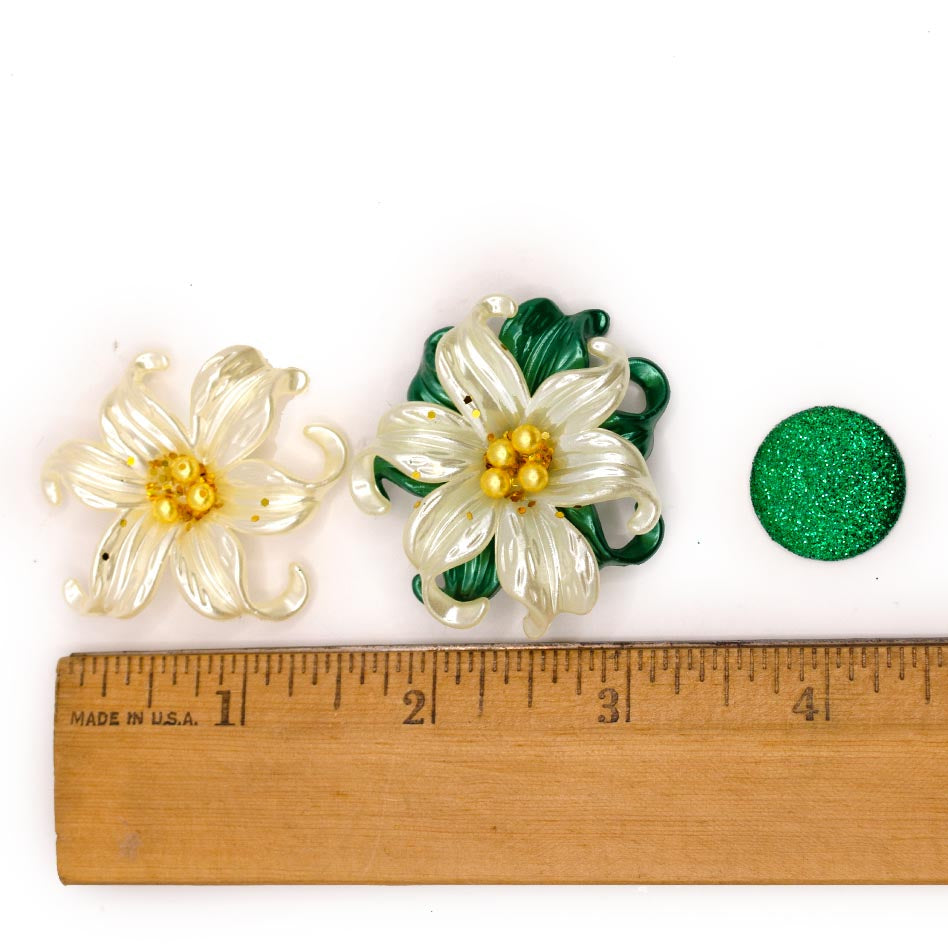 White Glitter Poinsettia Flatback Flowers