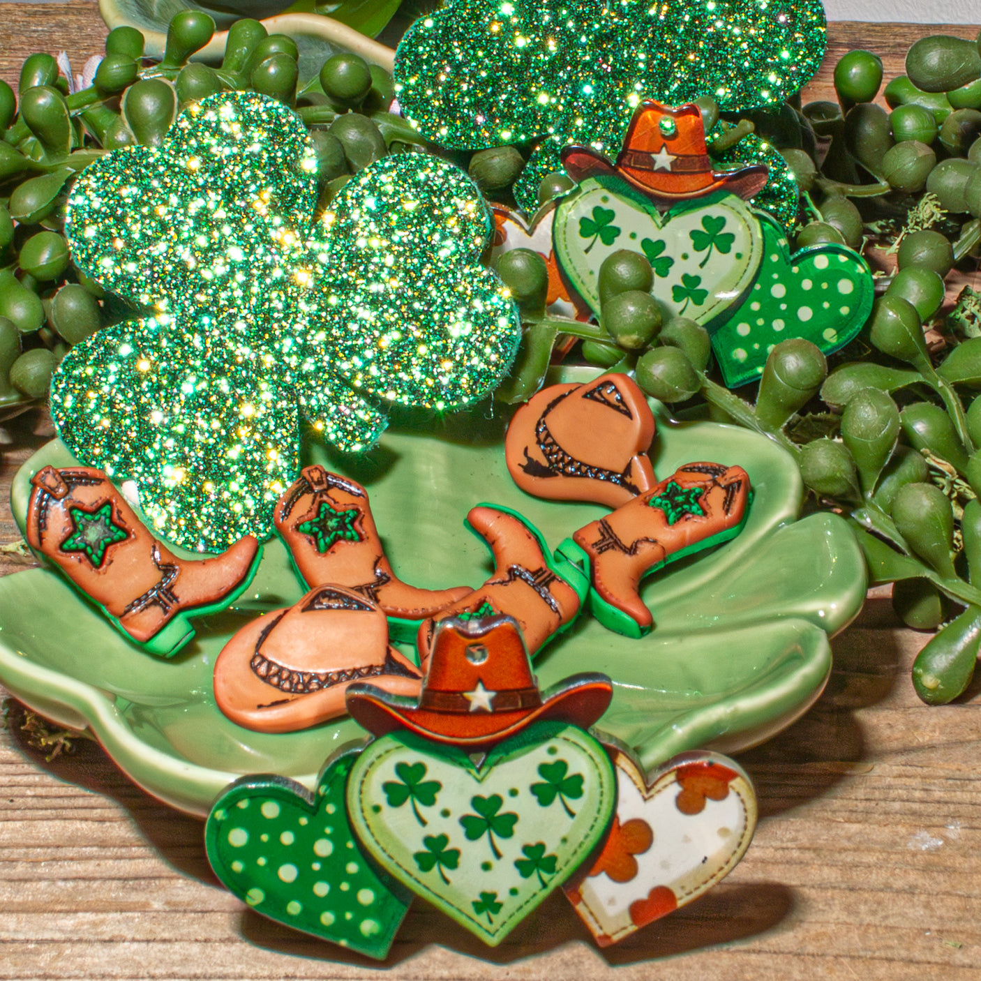 Cowboy Clover Western St Patrick Day Embellishments