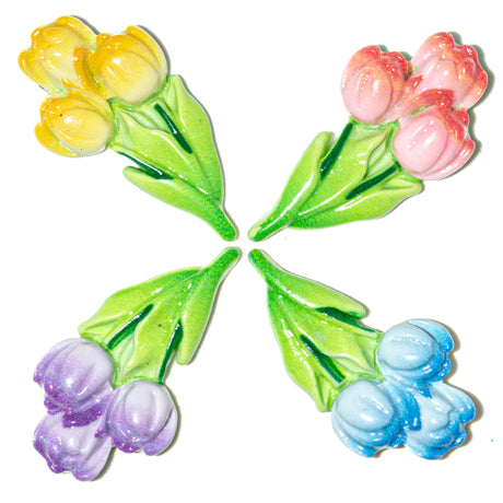Resin Tulips Flat Back Craft Embellishments