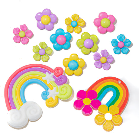 Rainbow Neon Flowers Craft Embellishments