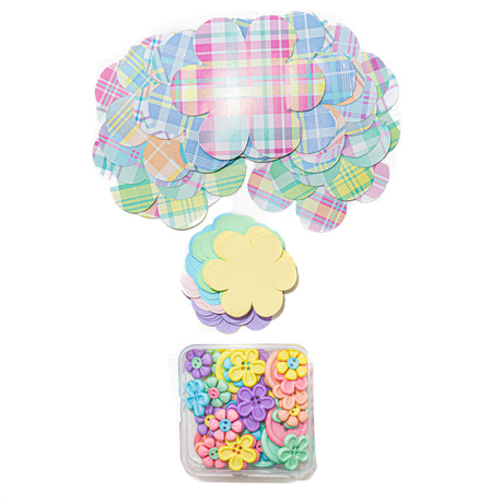 Plaid & Petal Paper Flower Button Kit