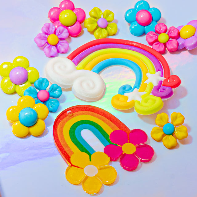 Rainbow Neon Flowers Craft Embellishments