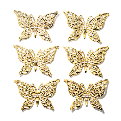 Golden Filigree Butterfly Embellishments