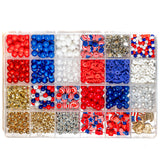 1000Pcs 4th of July Patriotic Beads Set