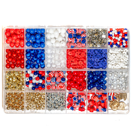 1000Pcs 4th of July Patriotic Beads Set