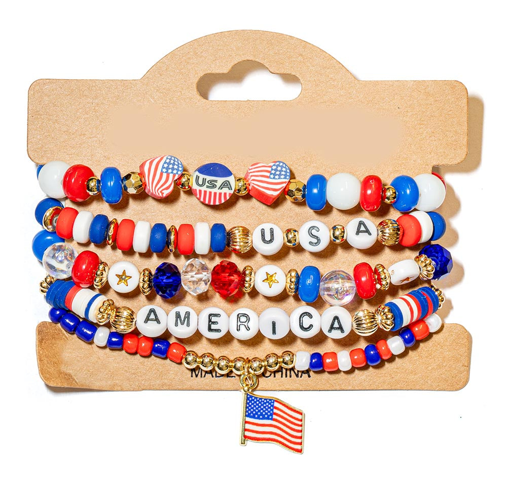 Red, White & Blue Charm Bracelet Set