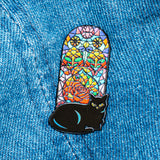 Flower & Cat Enamel Pins, Mixed Colors