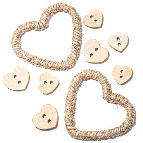 Wood & Jute Cord Hearts