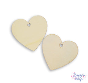 2 lightweight wood heart signs with small heart cutout for crafting, painting, school crafts, kid friendly
