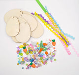 easter egg decorating kit with wood eggs and embellishments