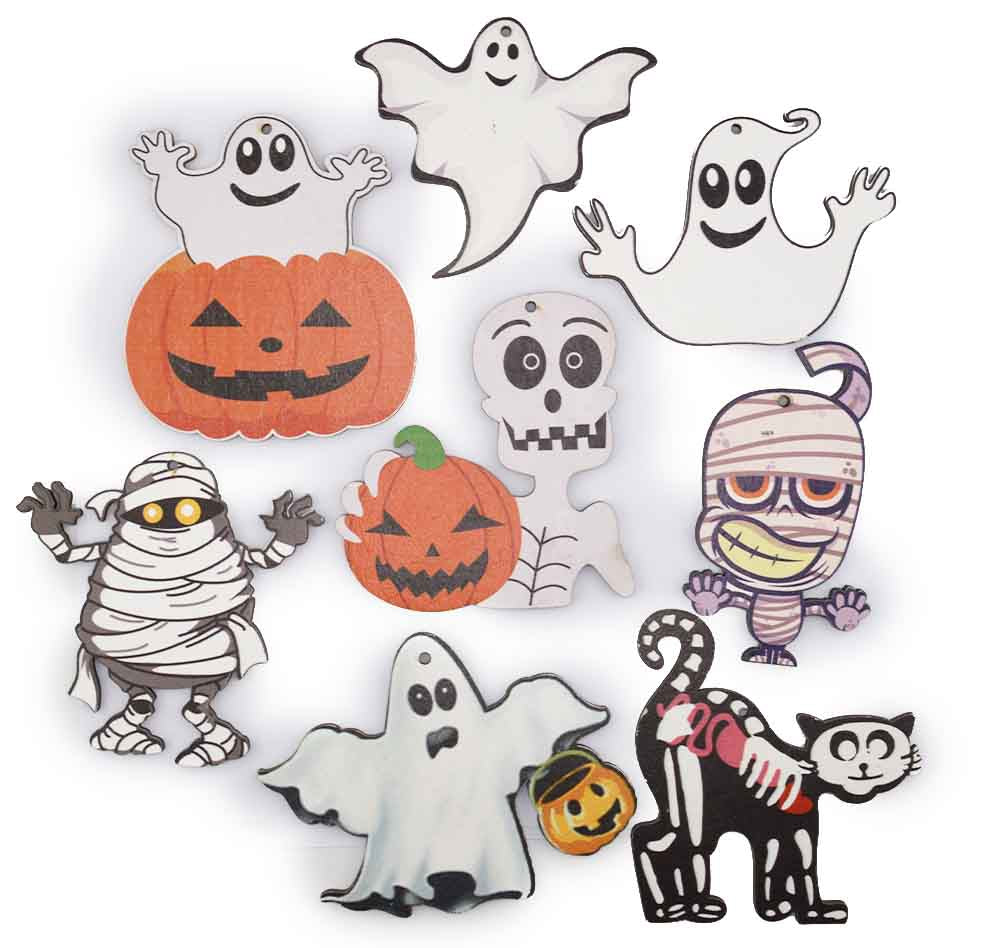 Spooky Woods Halloween Wooden Pendant Mix