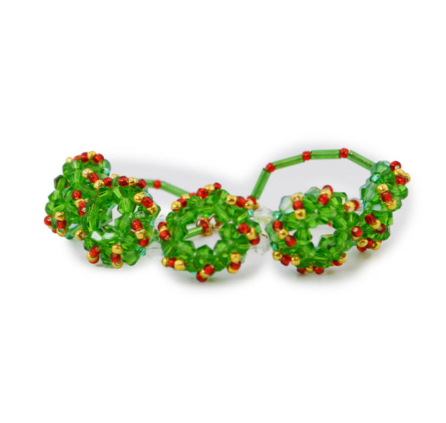 Light Green Glass Seed Christmas Wreath Bracelet