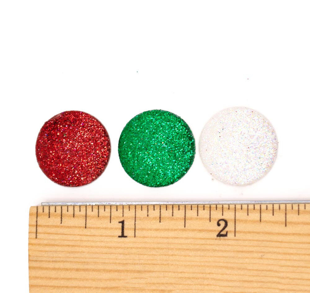 Christmas Glitter Dots Resin Red Green White Holiday Themed Embellishments