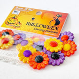 Glittery daises in Halloween colors are perfect for crafting