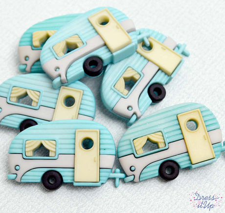 Blue and yellow campers ad to your outdoor and camping themed crafts