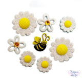 Sparkling daisies and a smiling bee add to spring and outdoor themed crafts