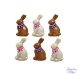 Brown and white chocolate bunnies add to spring and Easter projects