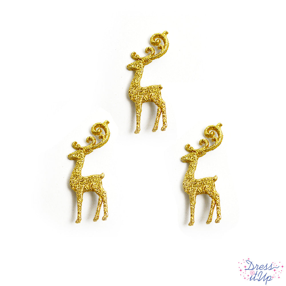 Gold Glitter Reindeer Singles- 6 pieces