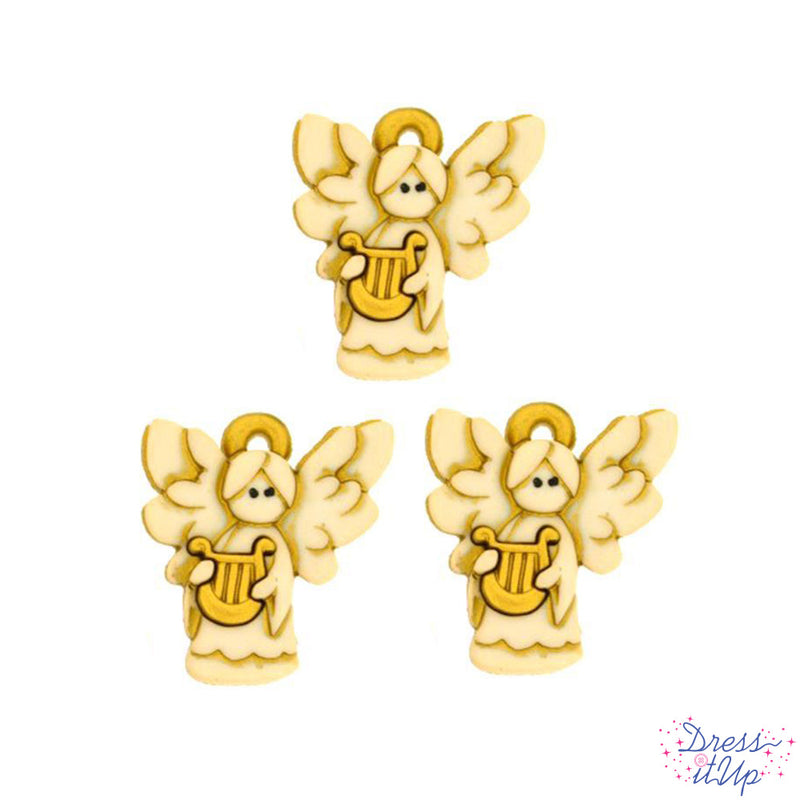 Gold Angel with harp -6 Pieces