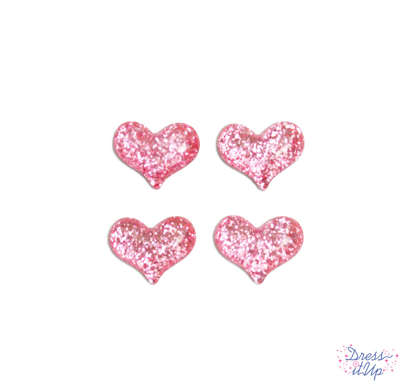 Pink Glitter Heart Cabochon