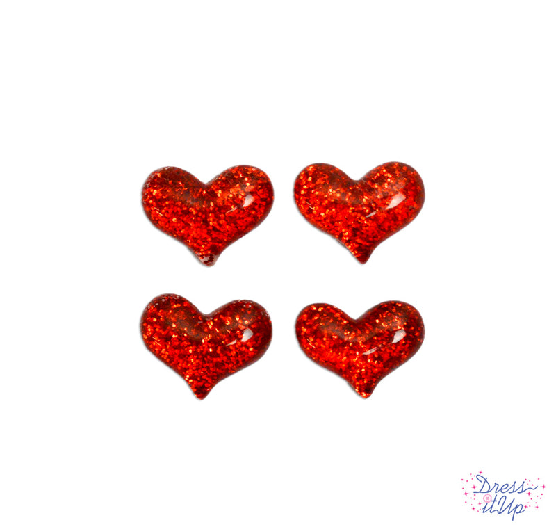 Red Glitter Heart Cabochon