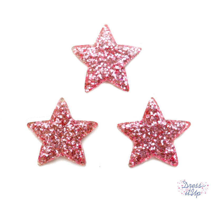 Resin Glitter Star Embellishments in Blush