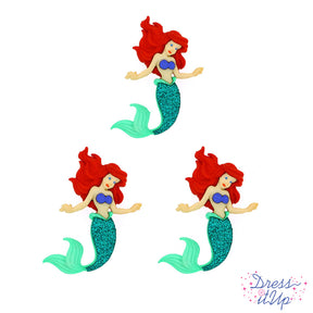 3 shank-back button embellishments pack with glitter ariel
