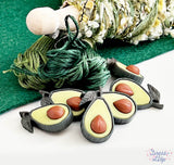 6 shank-back button embellishments pack with realistic avocados for food and kitchen crafts