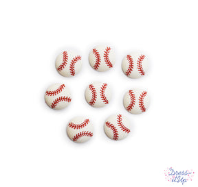 8 shank-back baseball button embellishments pack for sports themed projects