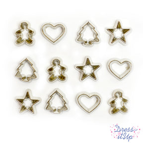 Small metal coated plastic cookie cutter embellishments for DIY crafting and scrapbooking