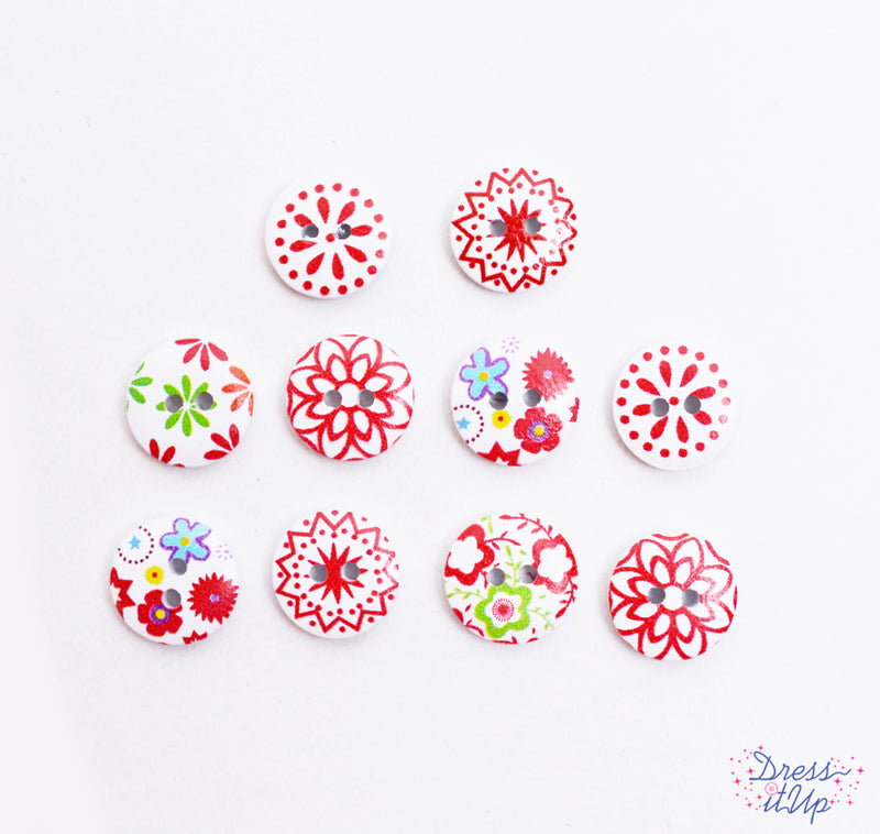 Designer Patterned Buttons in Country Quilt