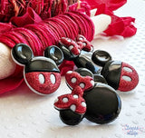 Disney's Mickey and Minnie heads featuring red glitter