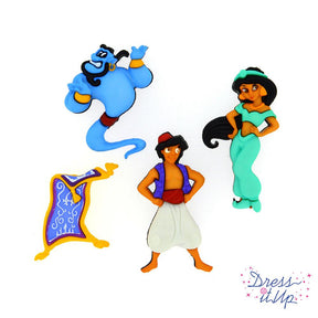 Disney Aladdin character shank back buttons for sewing crafts
