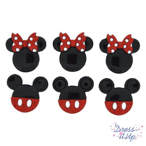 Disney glitter Mickey Mouse and Minnie Mouse classic heads for sewing and DIY crafting hobbies
