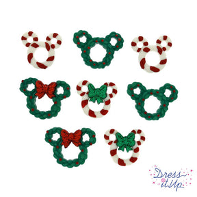 Disney Mickey Mouse and Minnie Mouse head Christmas buttons for sewing
