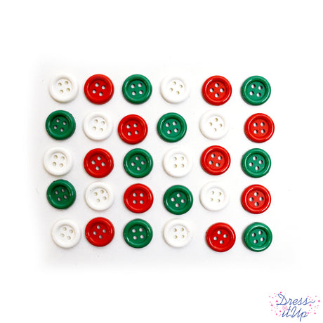 4-hole buttons in red, white and green add to holiday crafts