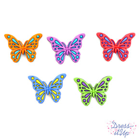 Five large butterfly buttons for spring and home decor crafting