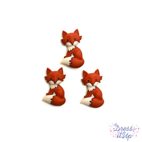 Six shank back buttons of orange foxes for sewing crafts
