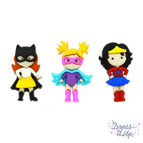 Three superhero girls for crafting and sewing hobbies