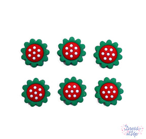 Red and green flowers are perfect for adding to holiday crafting and sewing