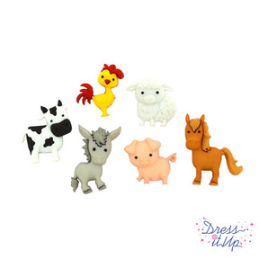 Six barn themed craft buttons for kid crafts