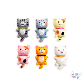 six resin flat back cat themed embellishments for crafting