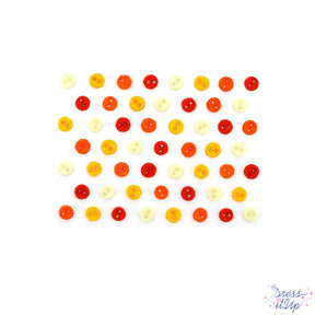 Sew-thru buttons in fire-y reds and oranges for creations