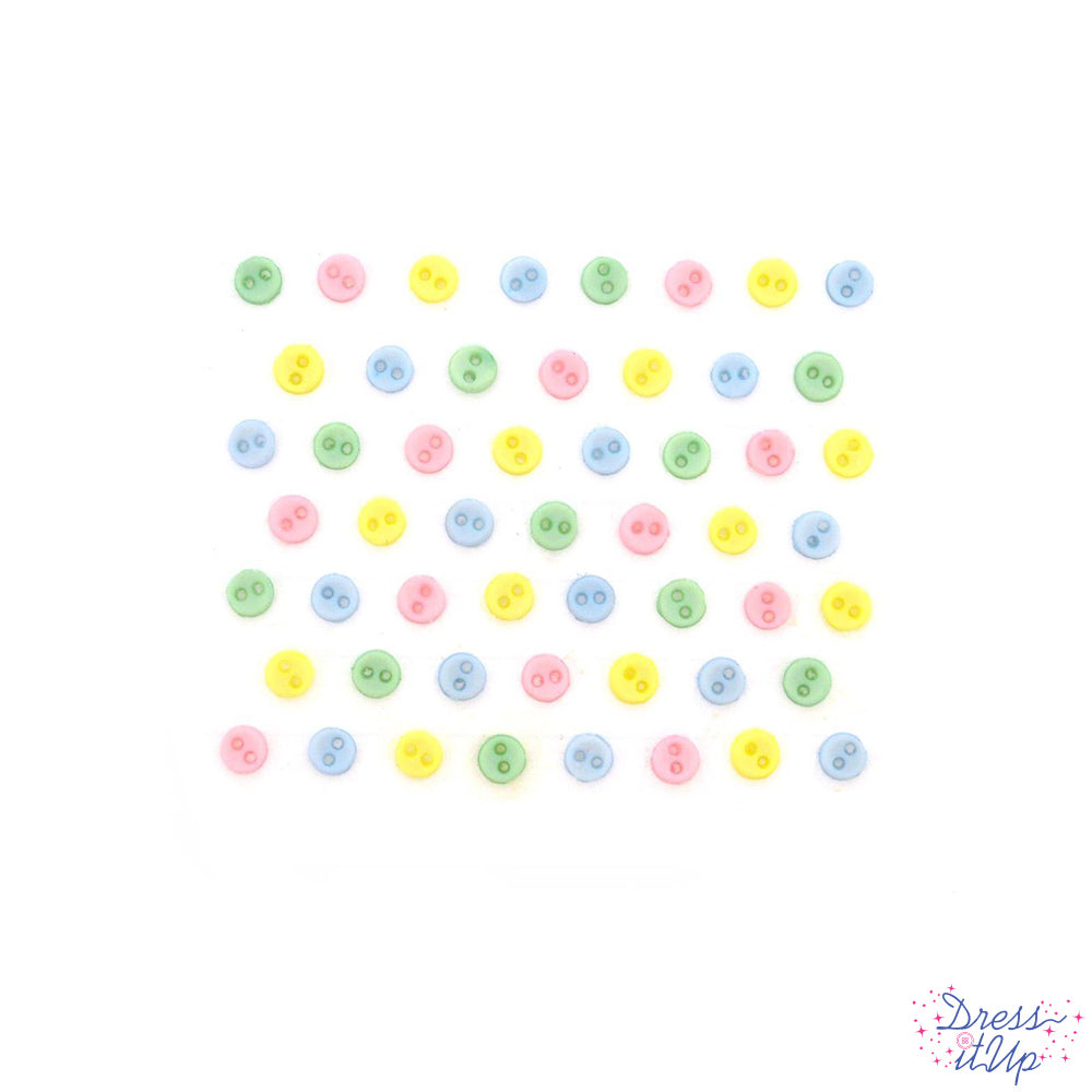 Tiny sew-thru buttons in colors perfect for baby clothes and nursery crafts