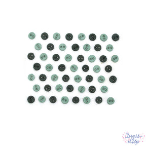 Tiny buttons in shades of green add a soothing touch to your sewing and crafts