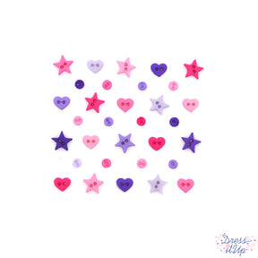 Hearts, stars and rounds in pinks and purples add to your Princess crafts
