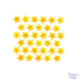 Yellow 2-hole stars add a pop of color to sewing and crafting