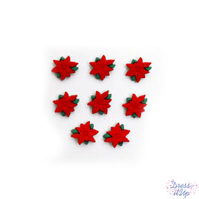 Red flowers embellish your Christmas and holiday projects